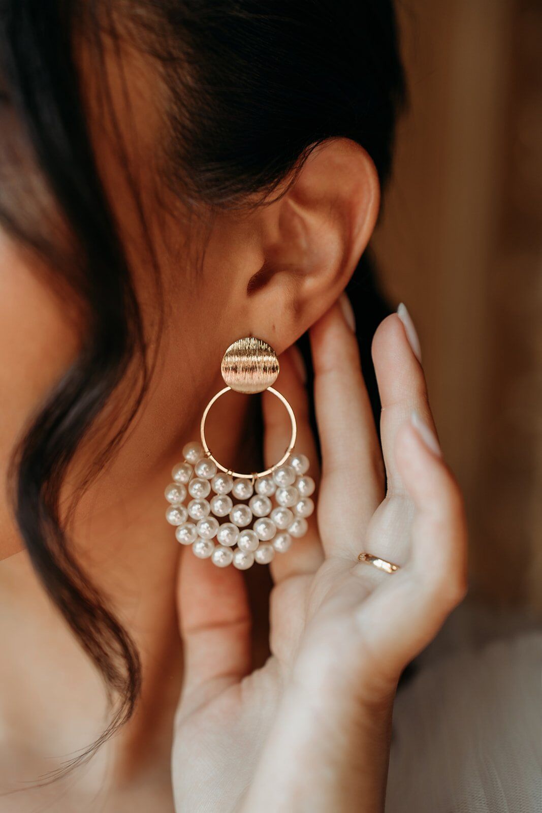 Pearl Statement Glow Earrings - Image 3