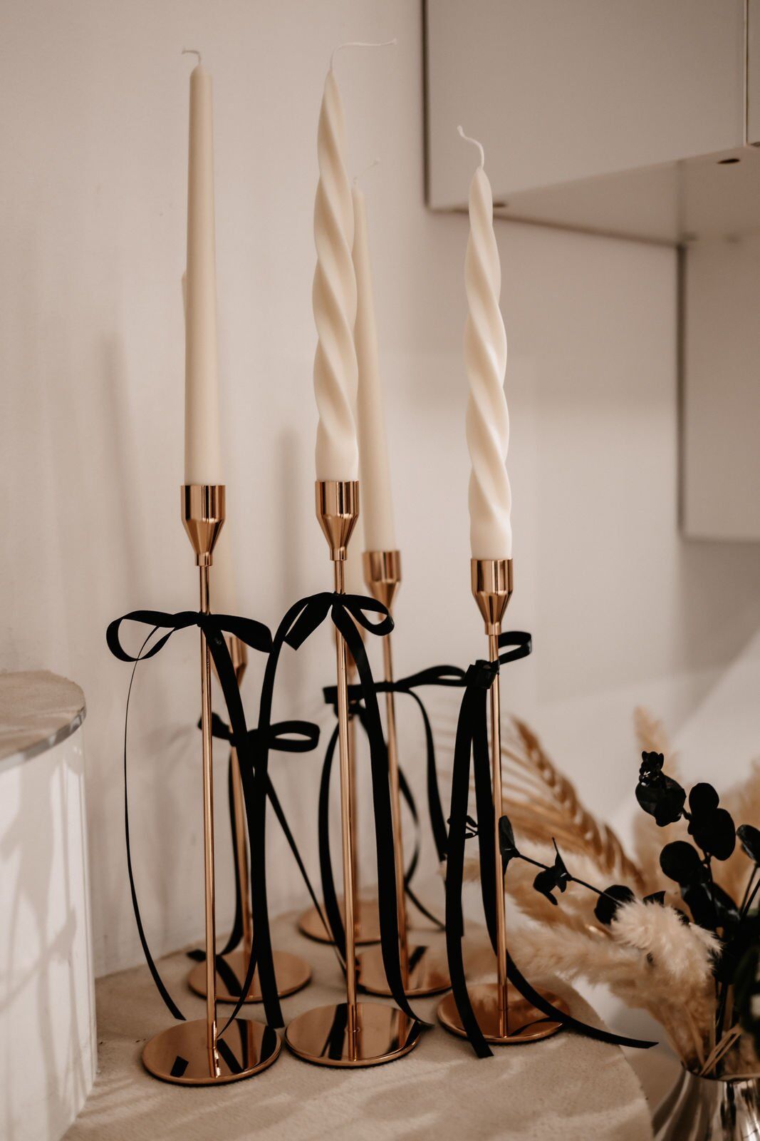 Tafelkerze gedreht ca. 25 cm aus Bio-Sojawachs